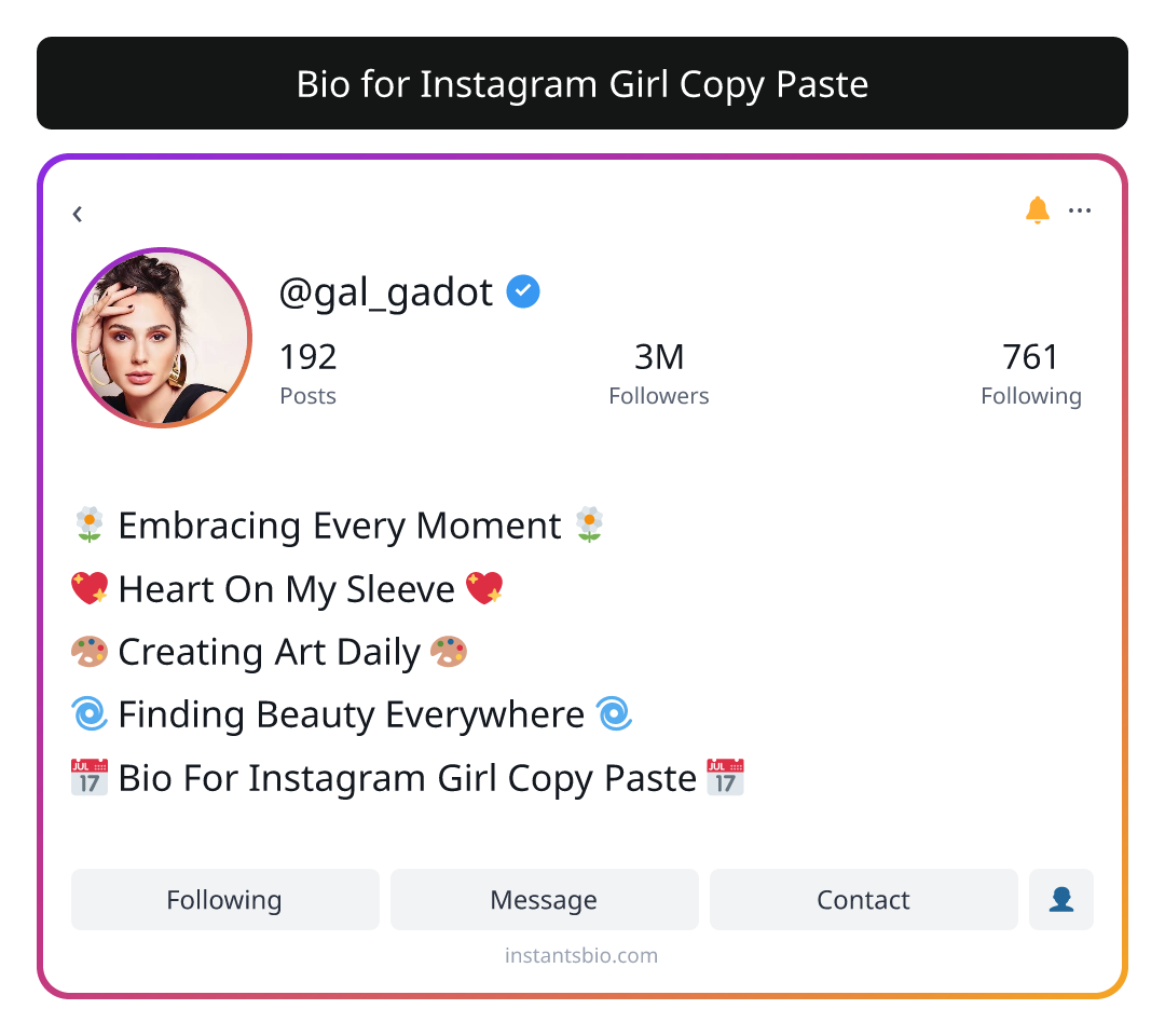 Bio for Instagram Girl Copy Paste