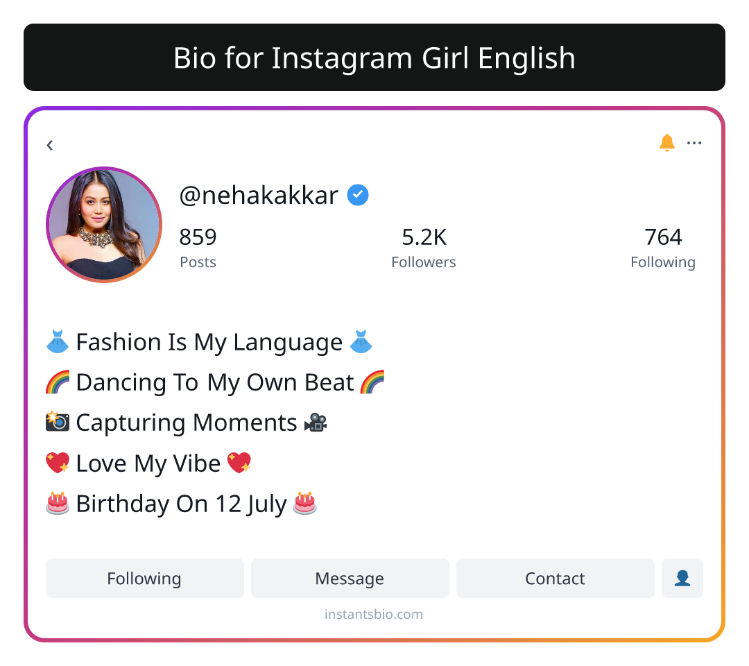 Bio for Instagram Girl English