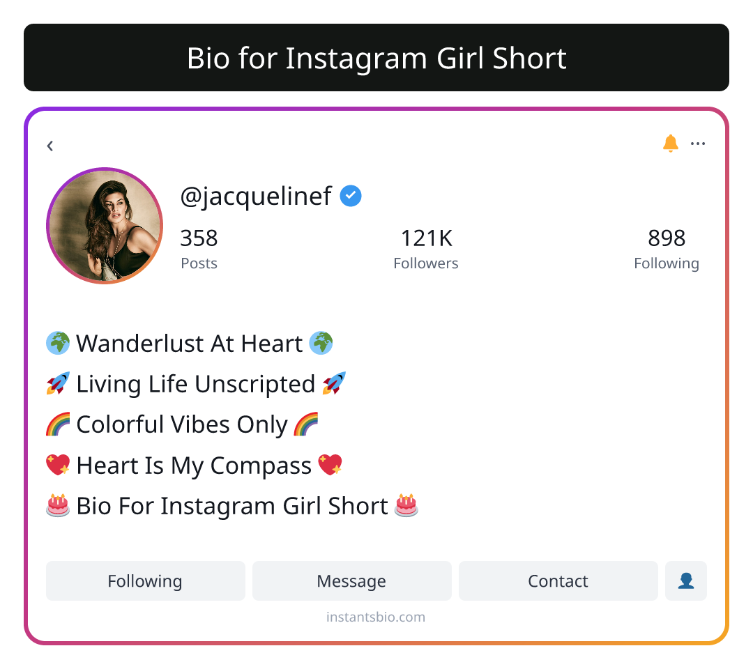 Bio for Instagram Girl Short