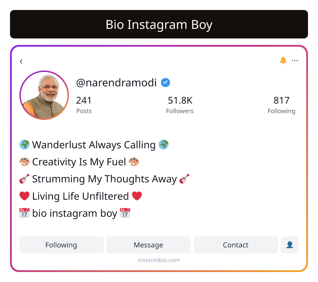 Bio Instagram Boy