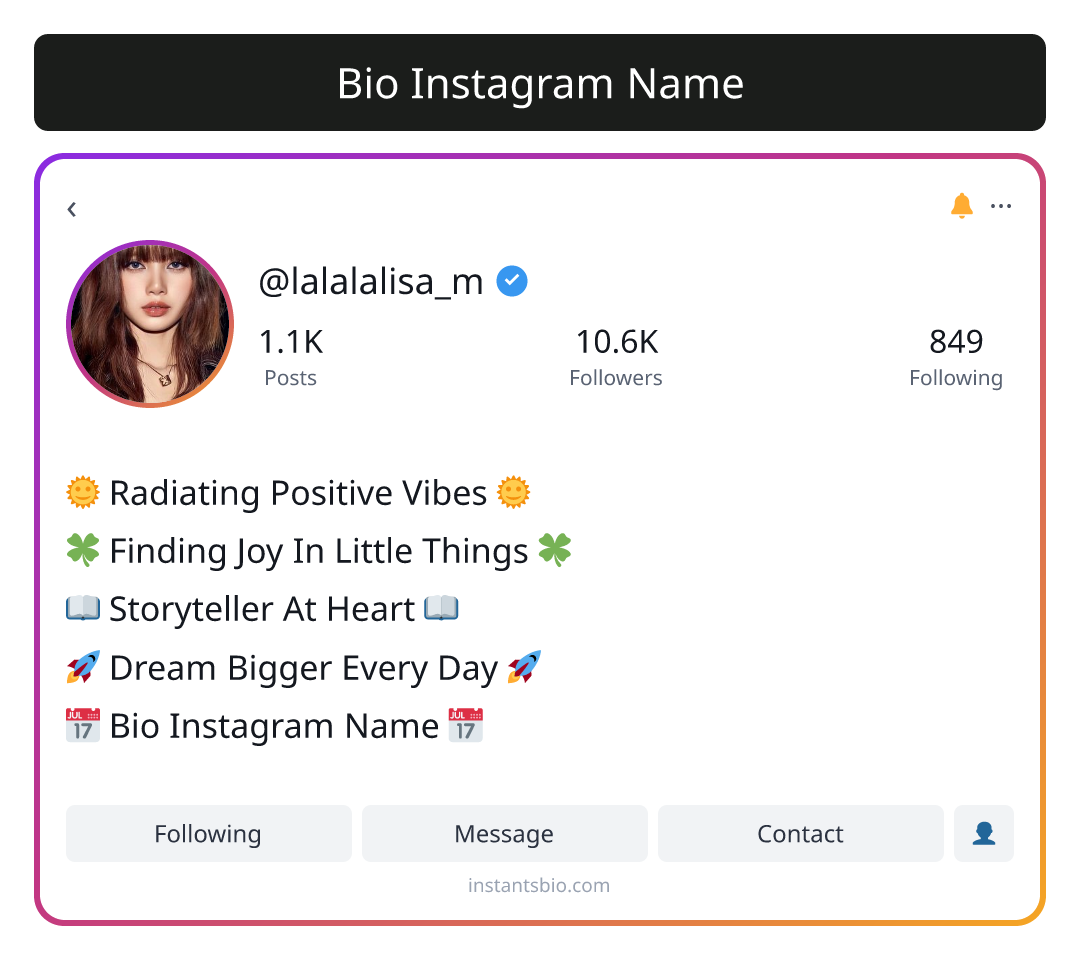 Bio Instagram Name