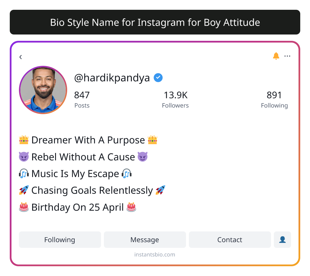 Bio Style Name for Instagram for Boy Attitude - bio for instagram for boy attitude
