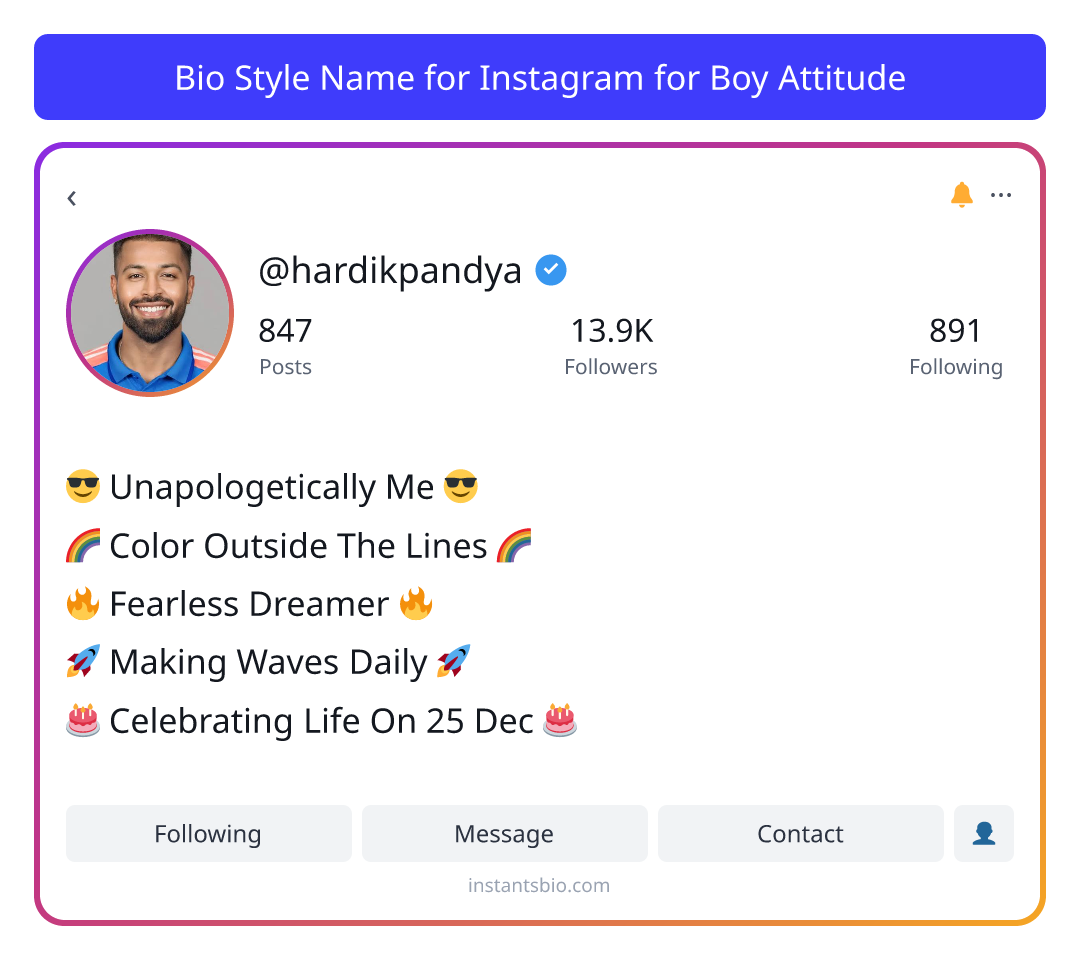 Bio Style Name for Instagram for Boy Attitude - bio for instagram for boy attitude
