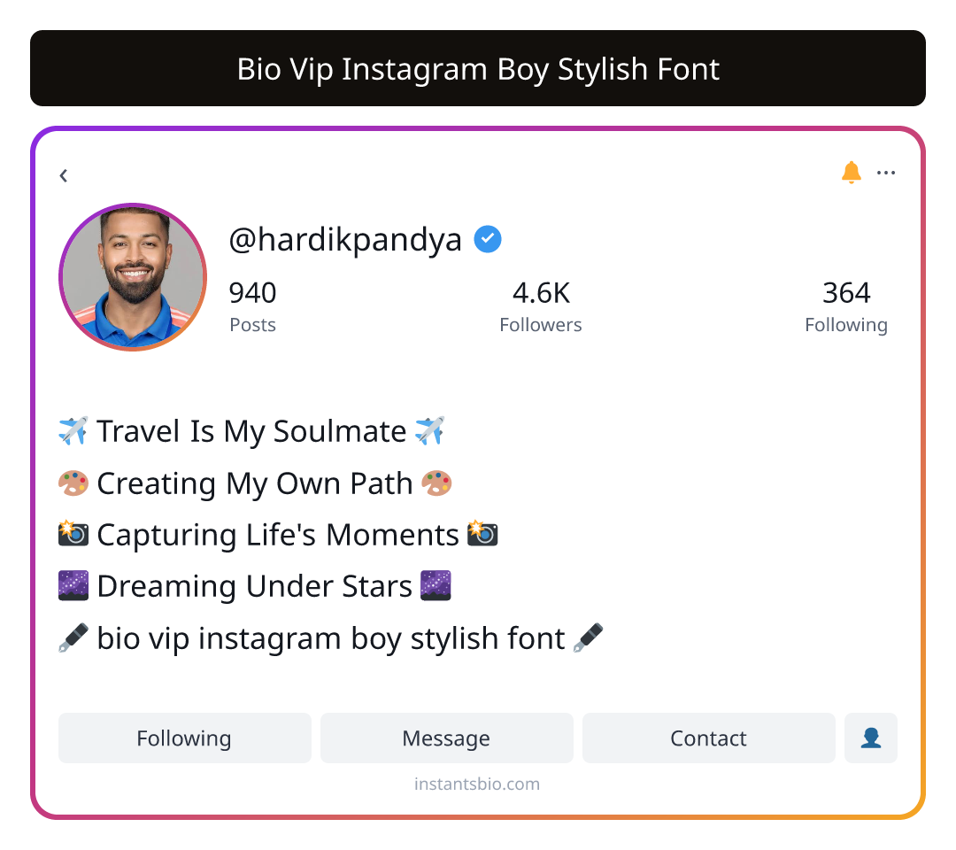 Bio Vip Instagram Boy Stylish Font - bio instagram boy