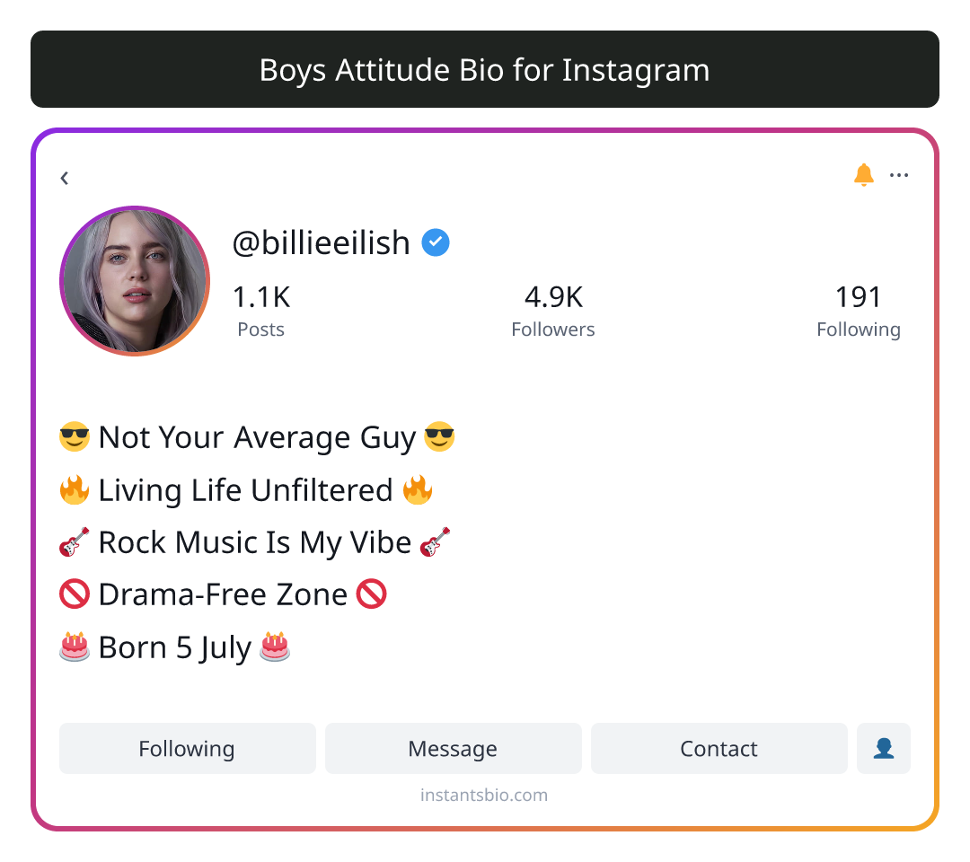 Boys Attitude Bio for Instagram