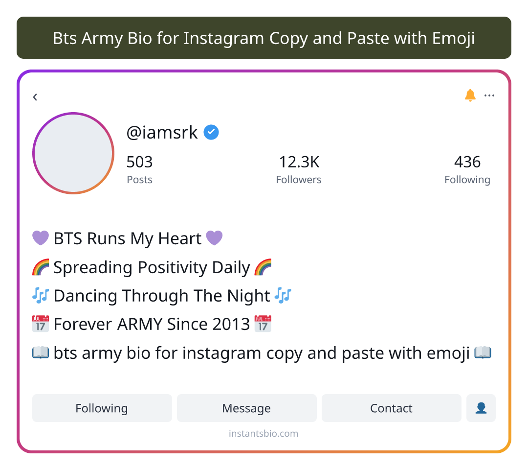 Bts Army Bio for Instagram Copy and Paste with Emoji
