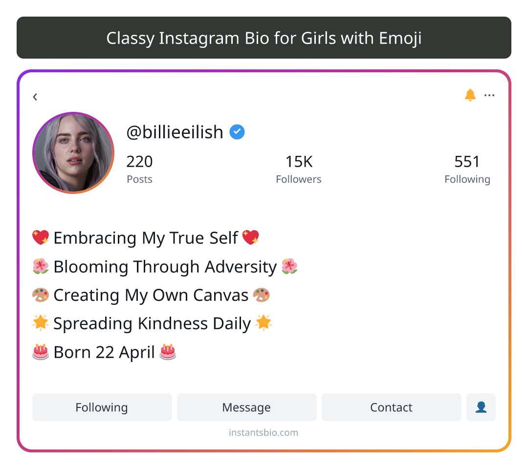 Classy Instagram Bio for Girls with Emoji
