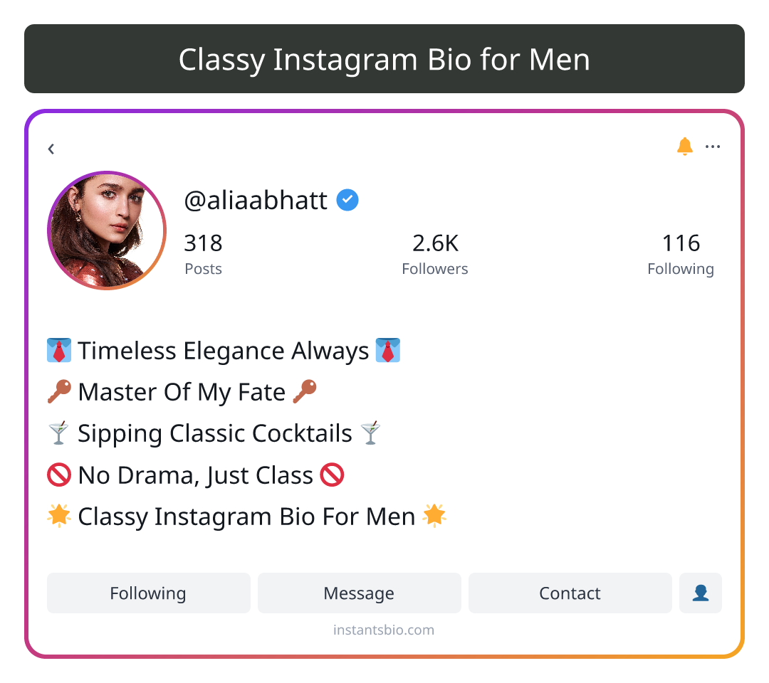 Classy Instagram Bio for Men