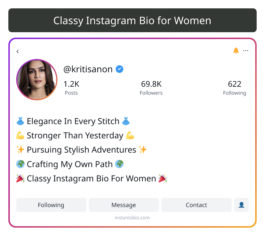Classy Instagram Bio for Women