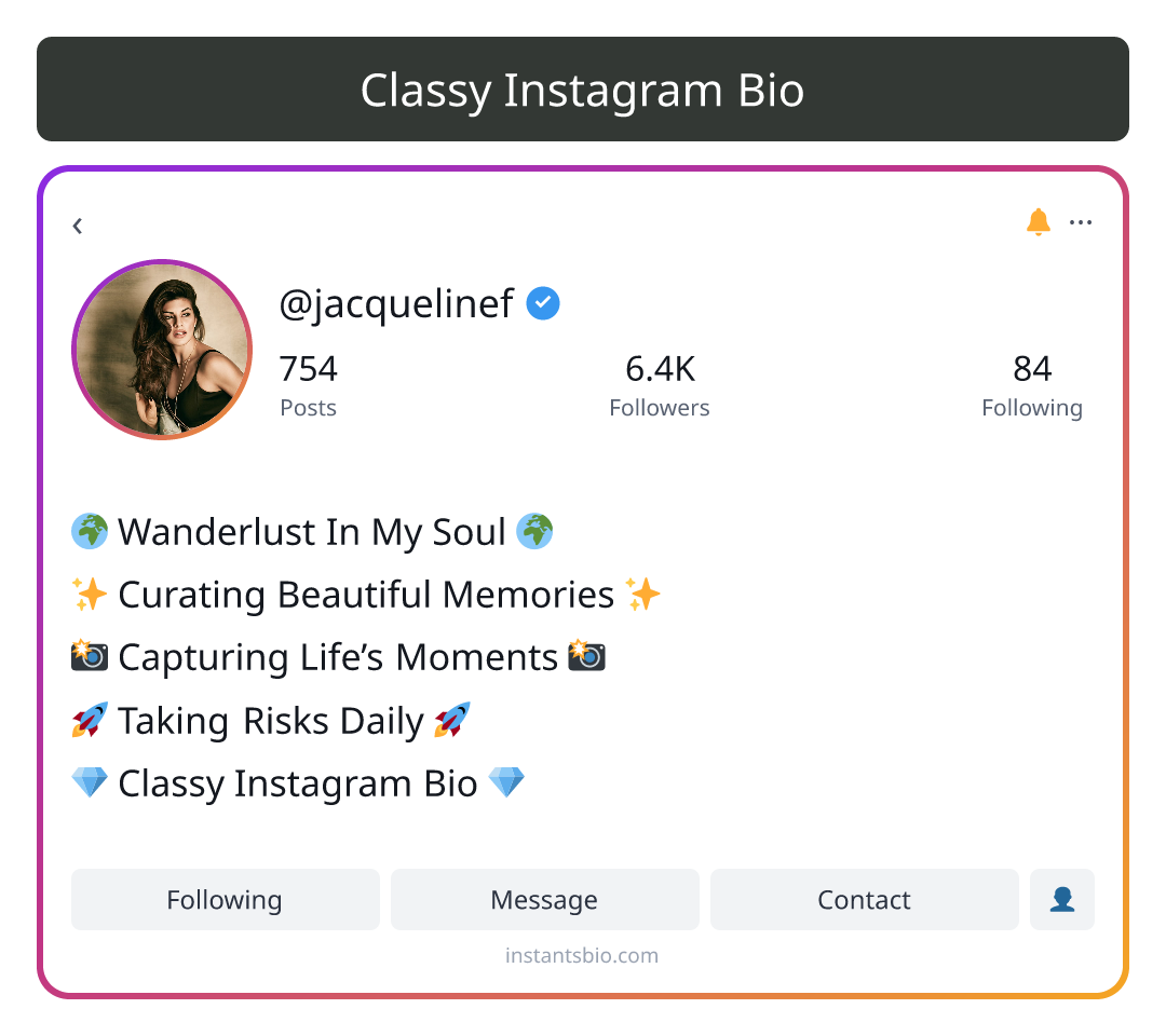 Classy Instagram Bio