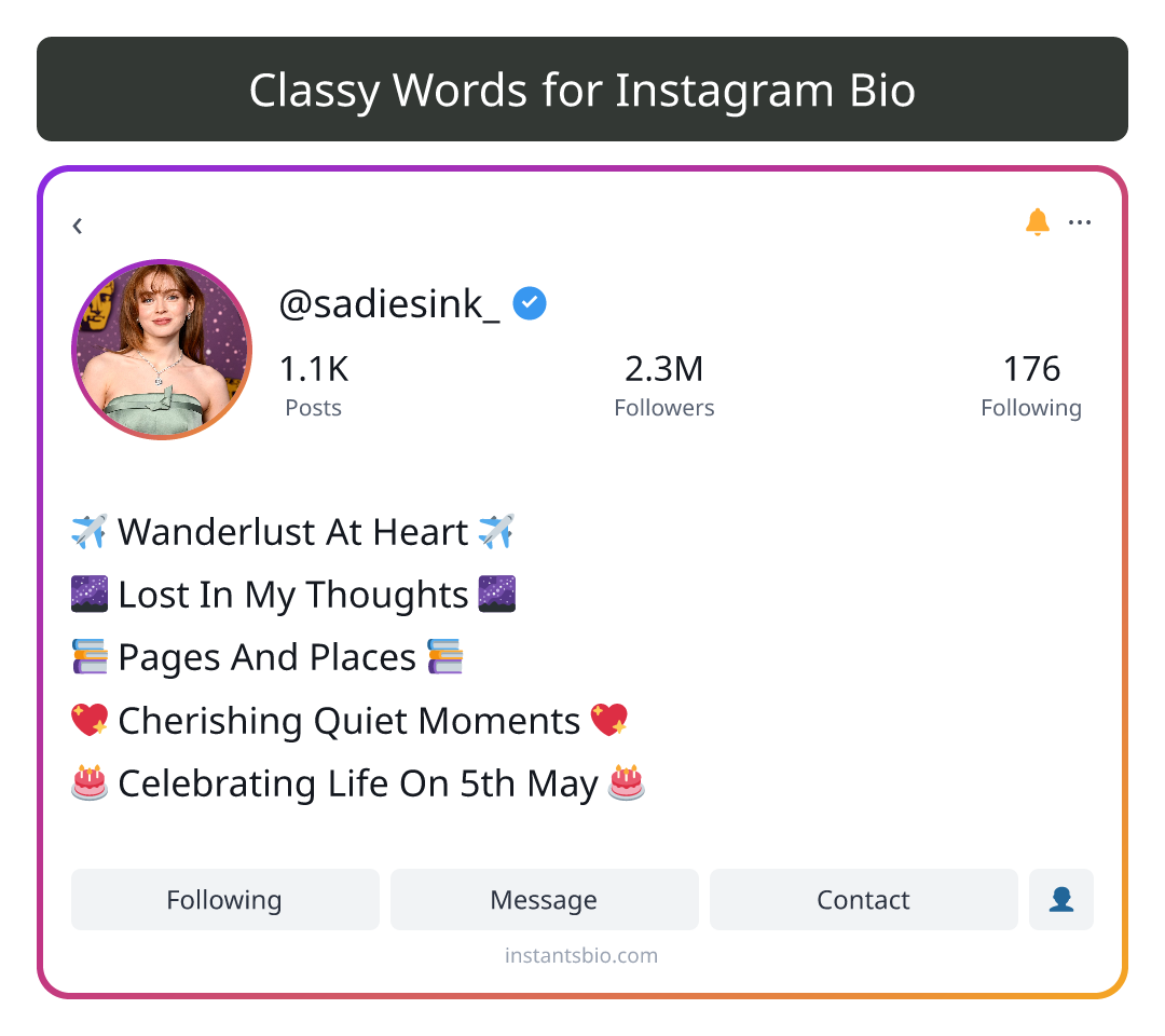Classy Words for Instagram Bio - classy instagram bio