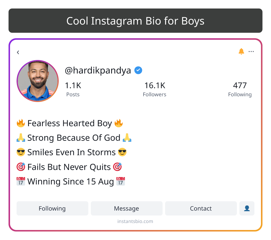 Cool Instagram Bio for Boys