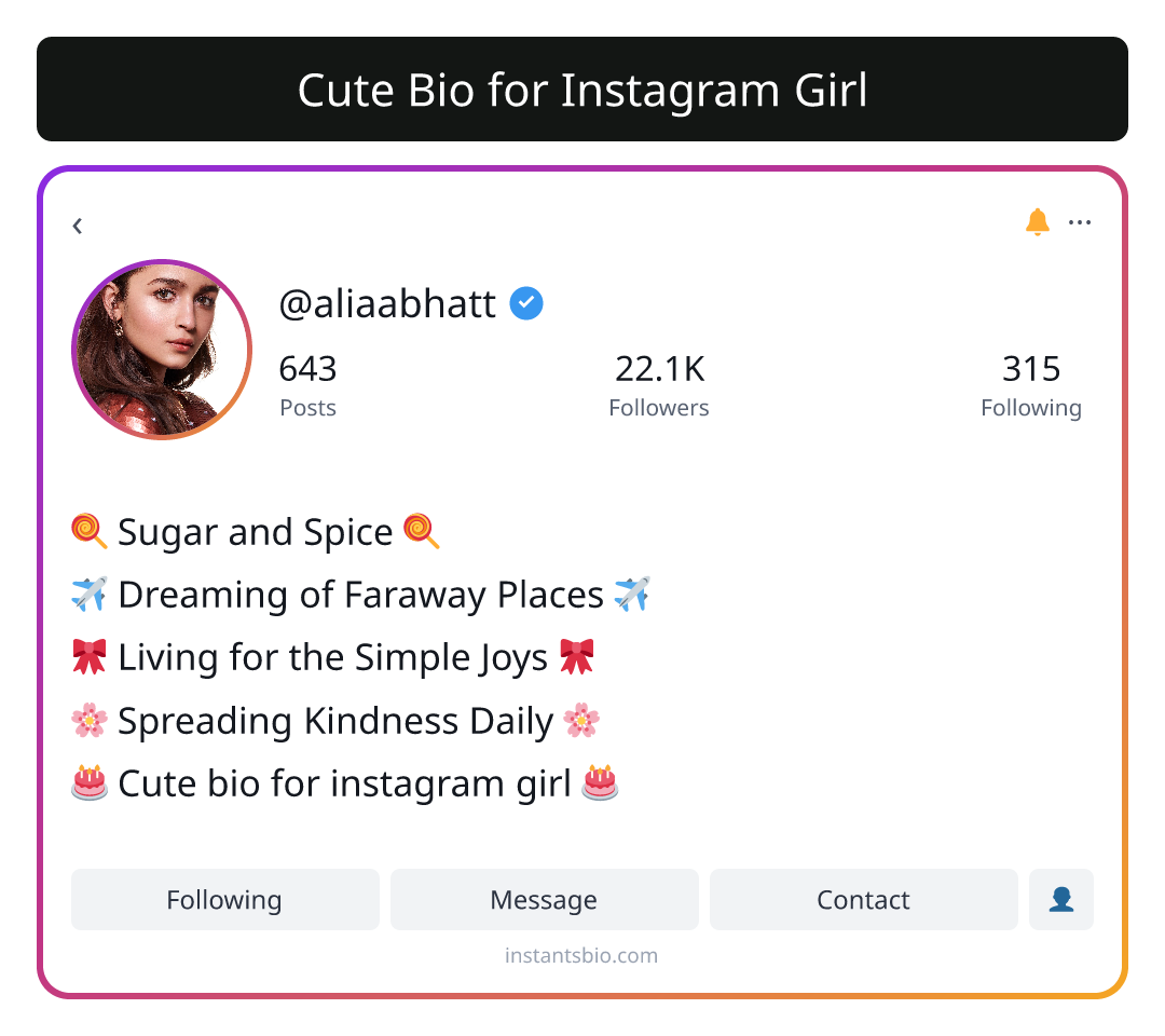 Cute Bio for Instagram Girl