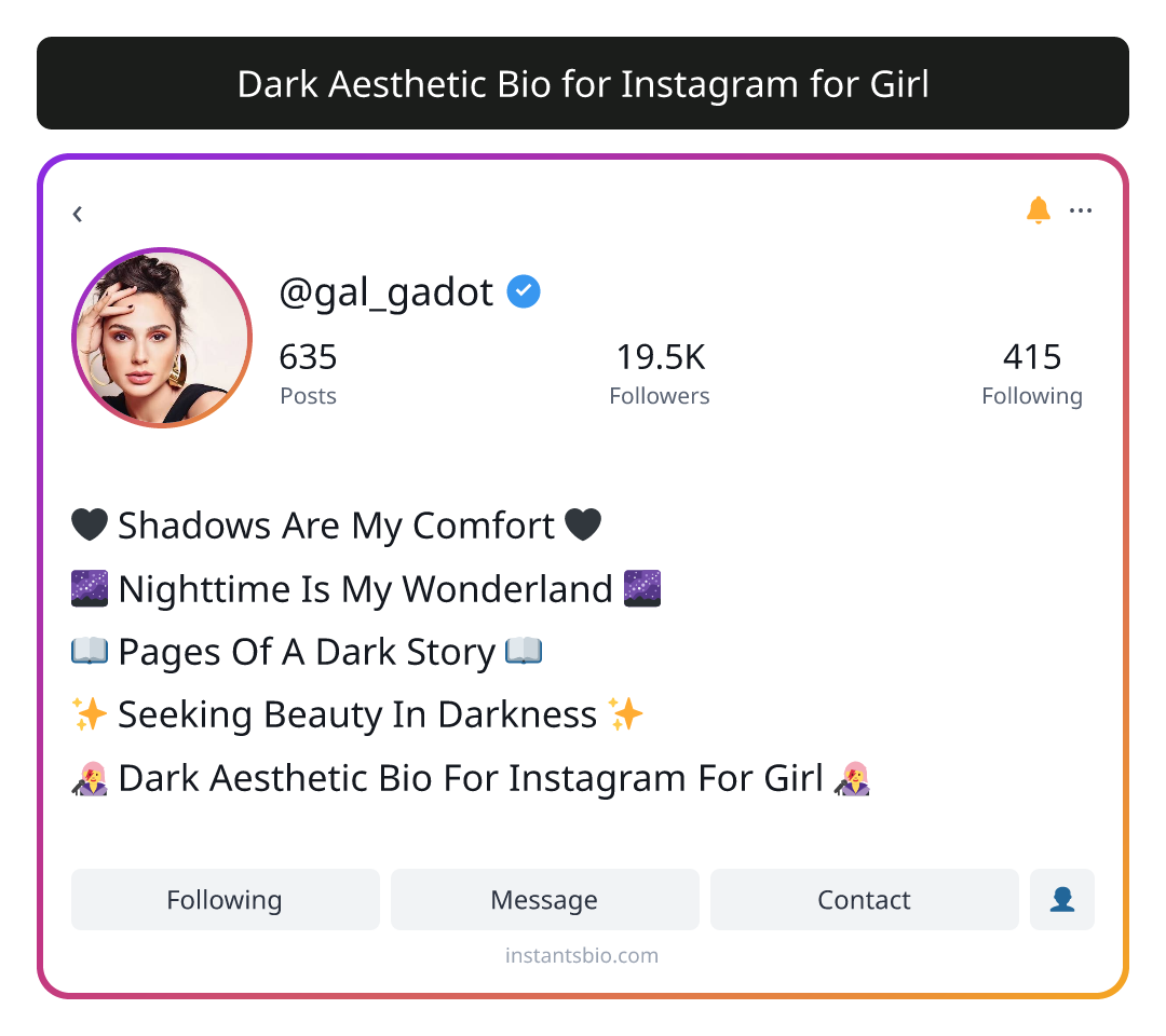 Dark Aesthetic Bio for Instagram for Girl