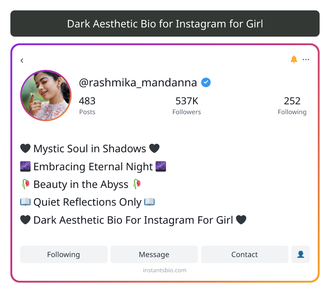 Dark Aesthetic Bio for Instagram for Girl