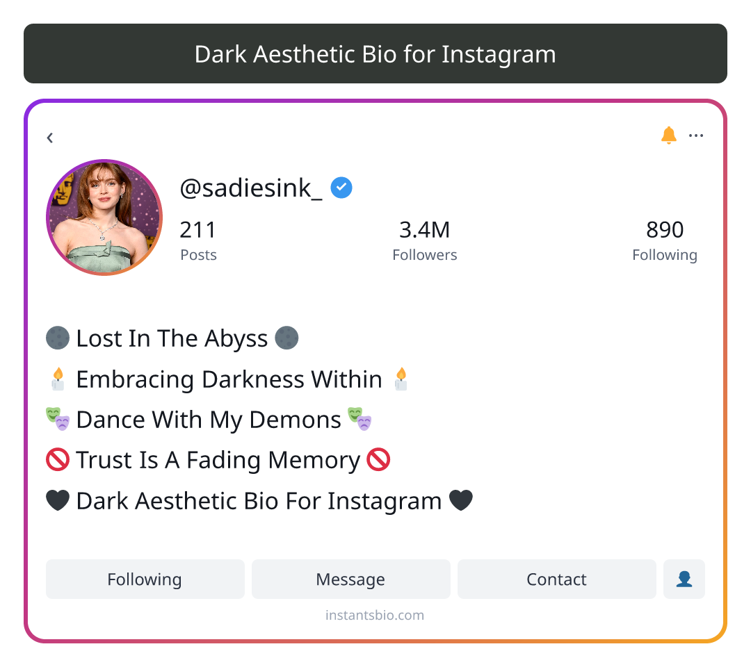 Dark Aesthetic Bio for Instagram