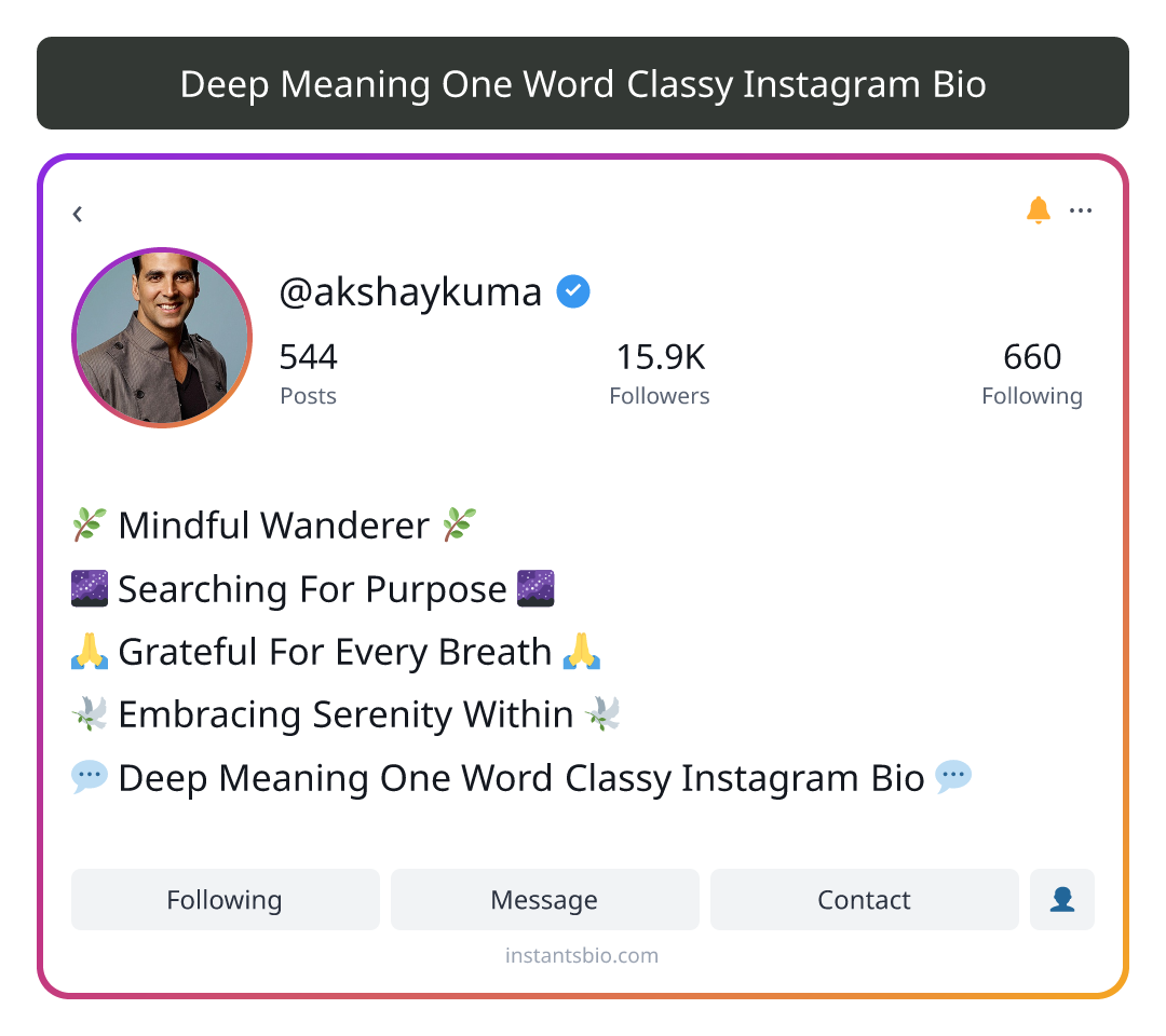 Deep Meaning One Word Classy Instagram Bio