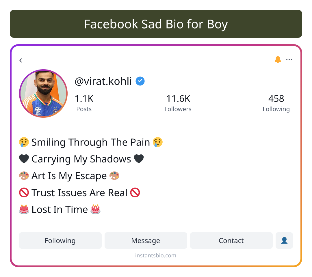 Facebook Sad Bio for Boy