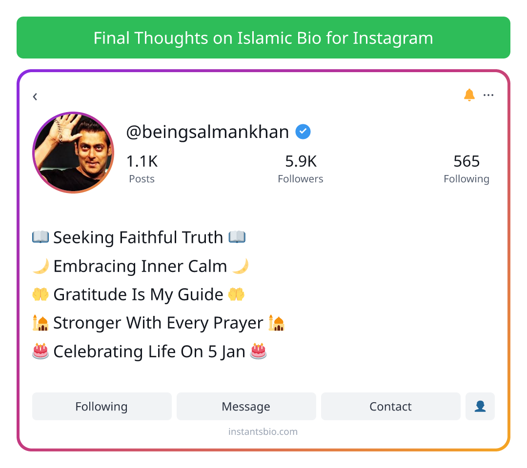 Final Thoughts on Islamic Bio for Instagram