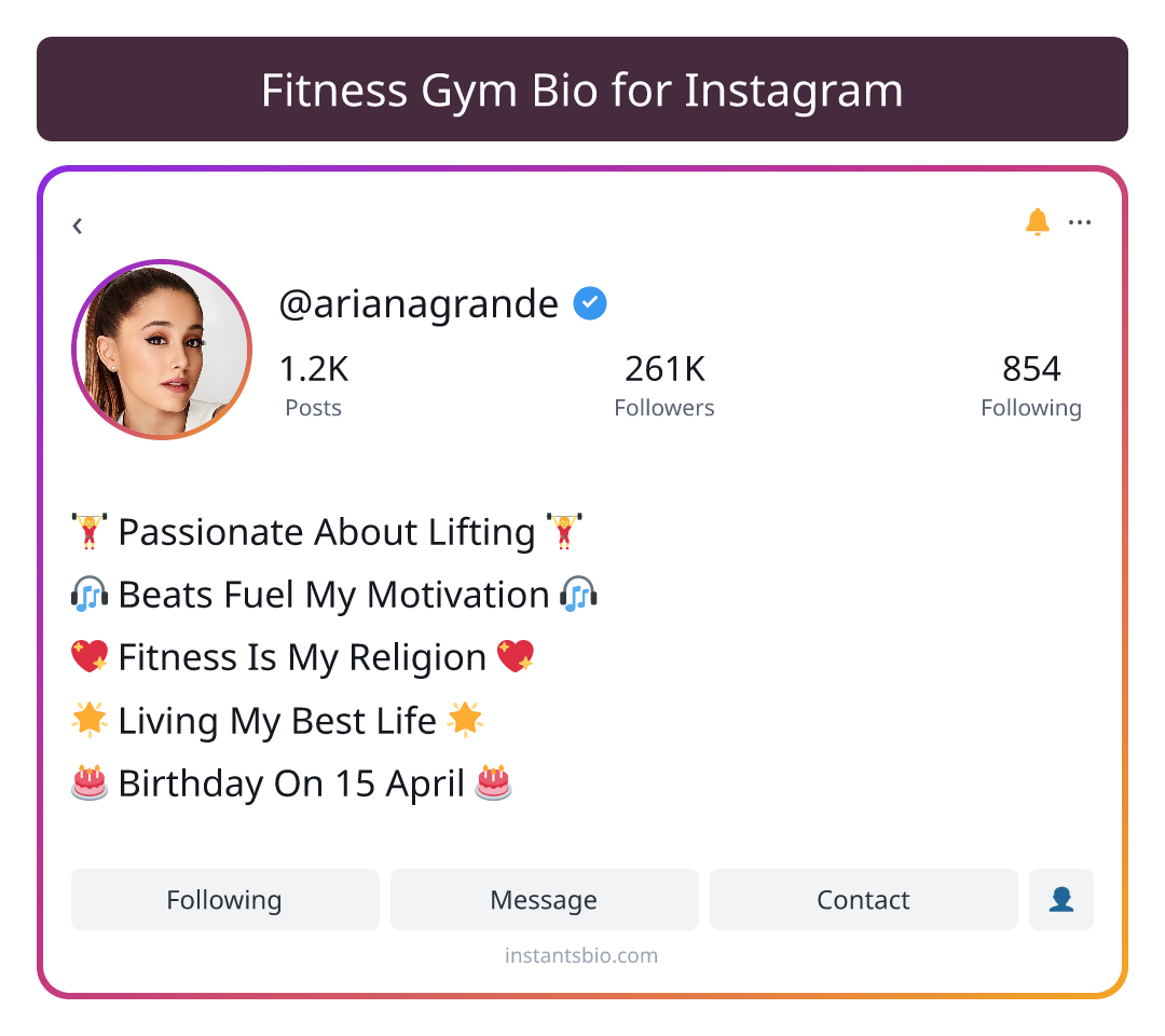 Fitness Gym Bio for Instagram