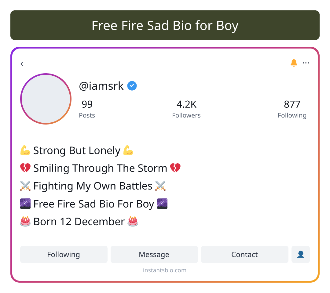 Free Fire Sad Bio for Boy