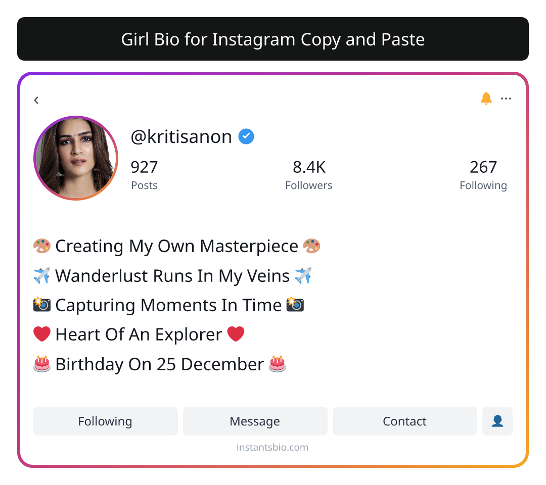 Girl Bio for Instagram Copy and Paste