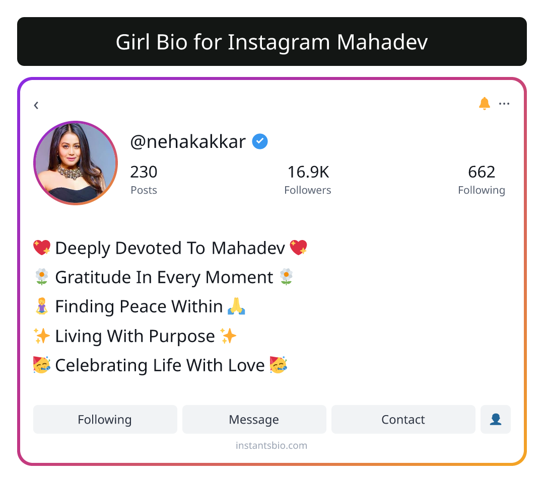 Girl Bio for Instagram Mahadev