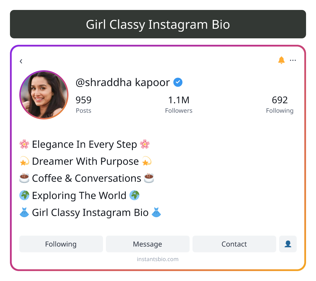 Girl Classy Instagram Bio