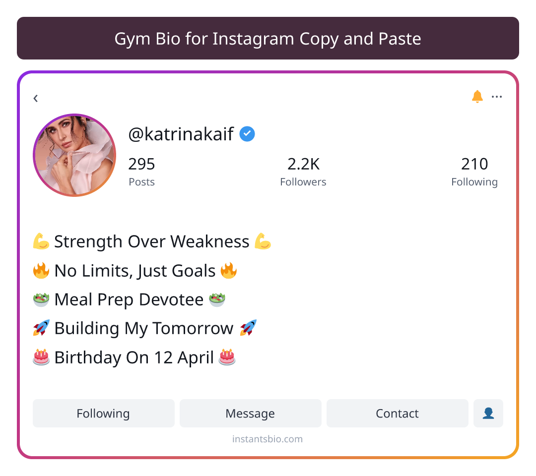 Gym Bio for Instagram Copy and Paste