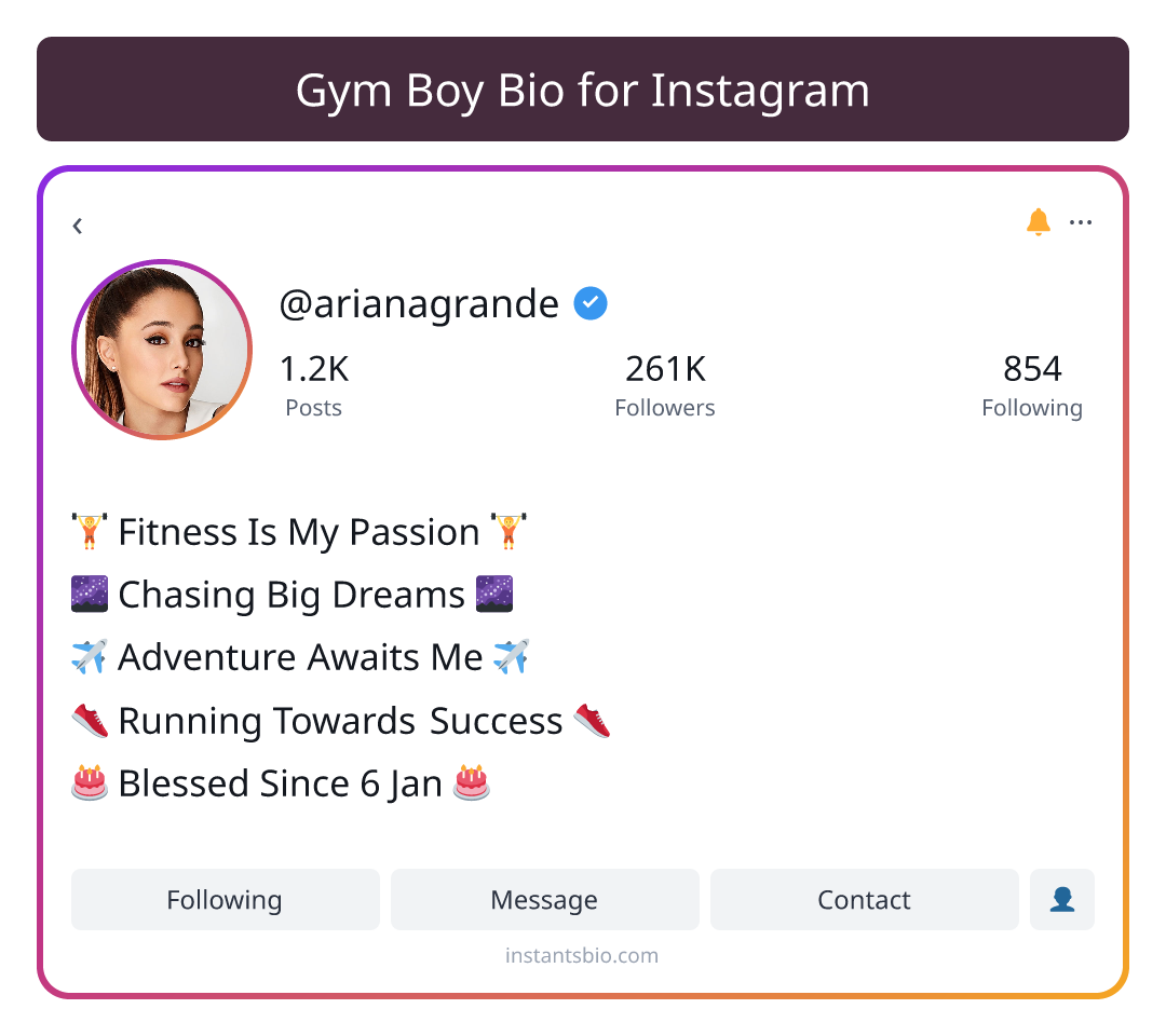 Gym Boy Bio for Instagram - gym bio