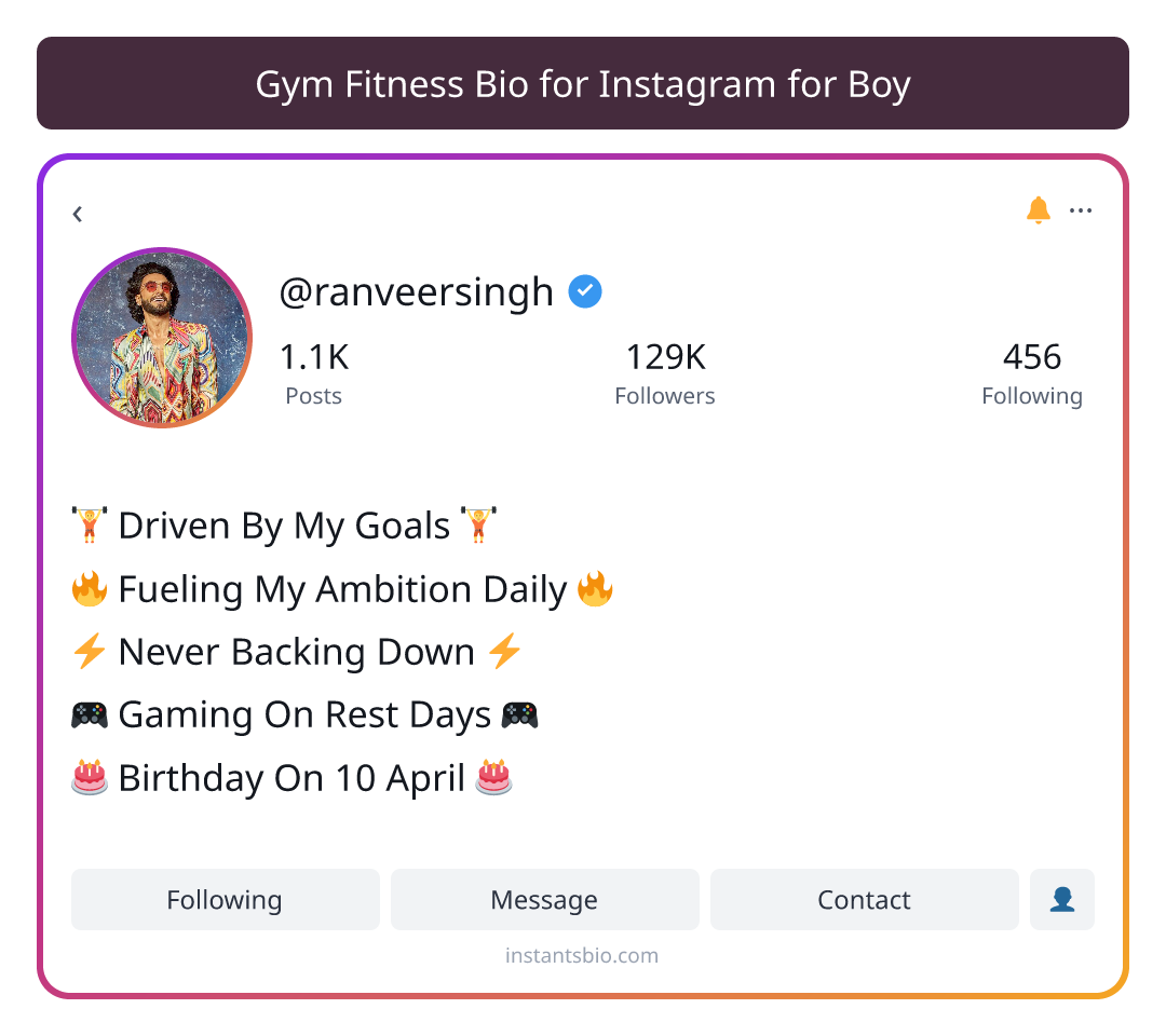 Gym Fitness Bio for Instagram for Boy - gym bio