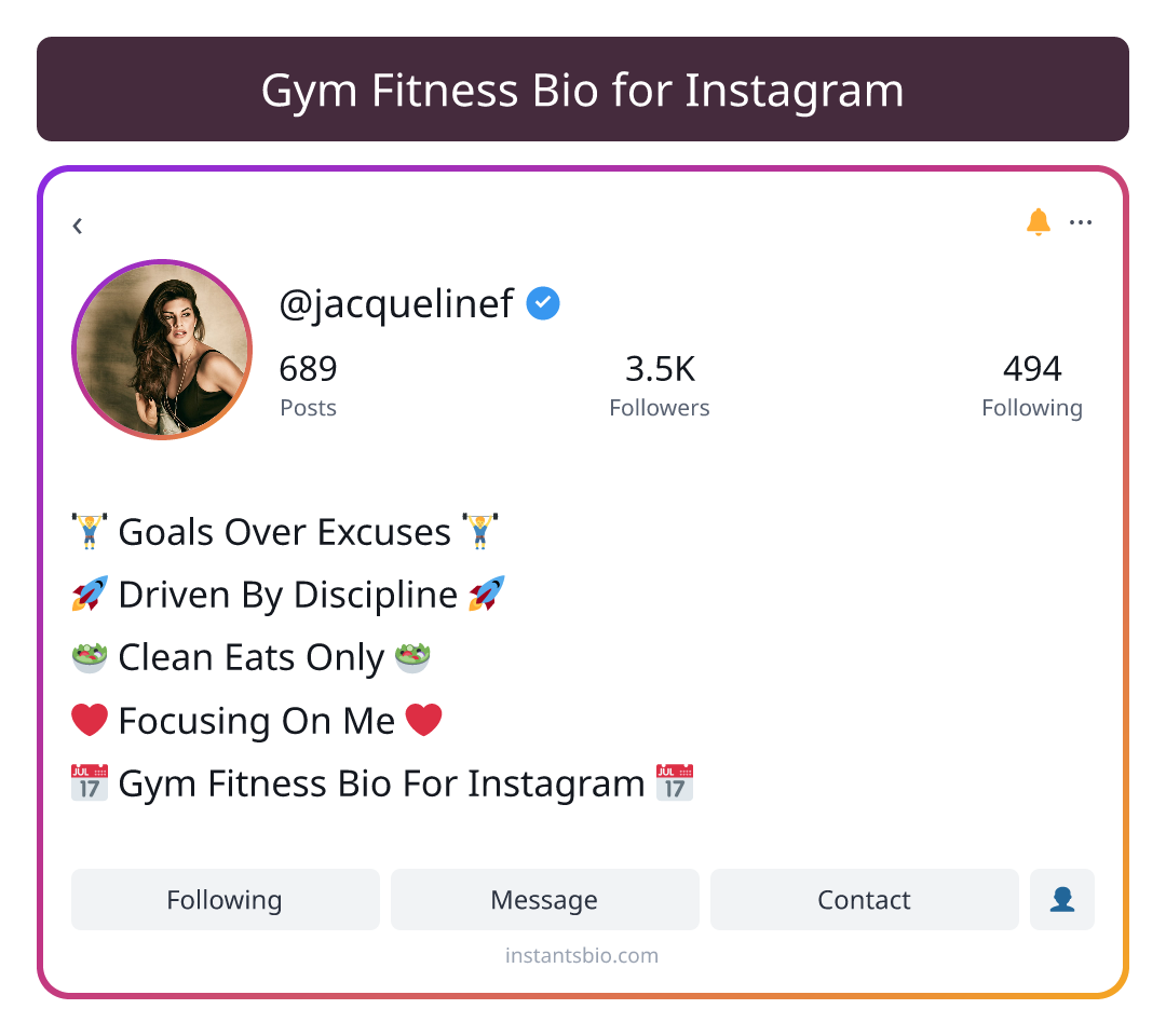 Gym Fitness Bio for Instagram - gym bio