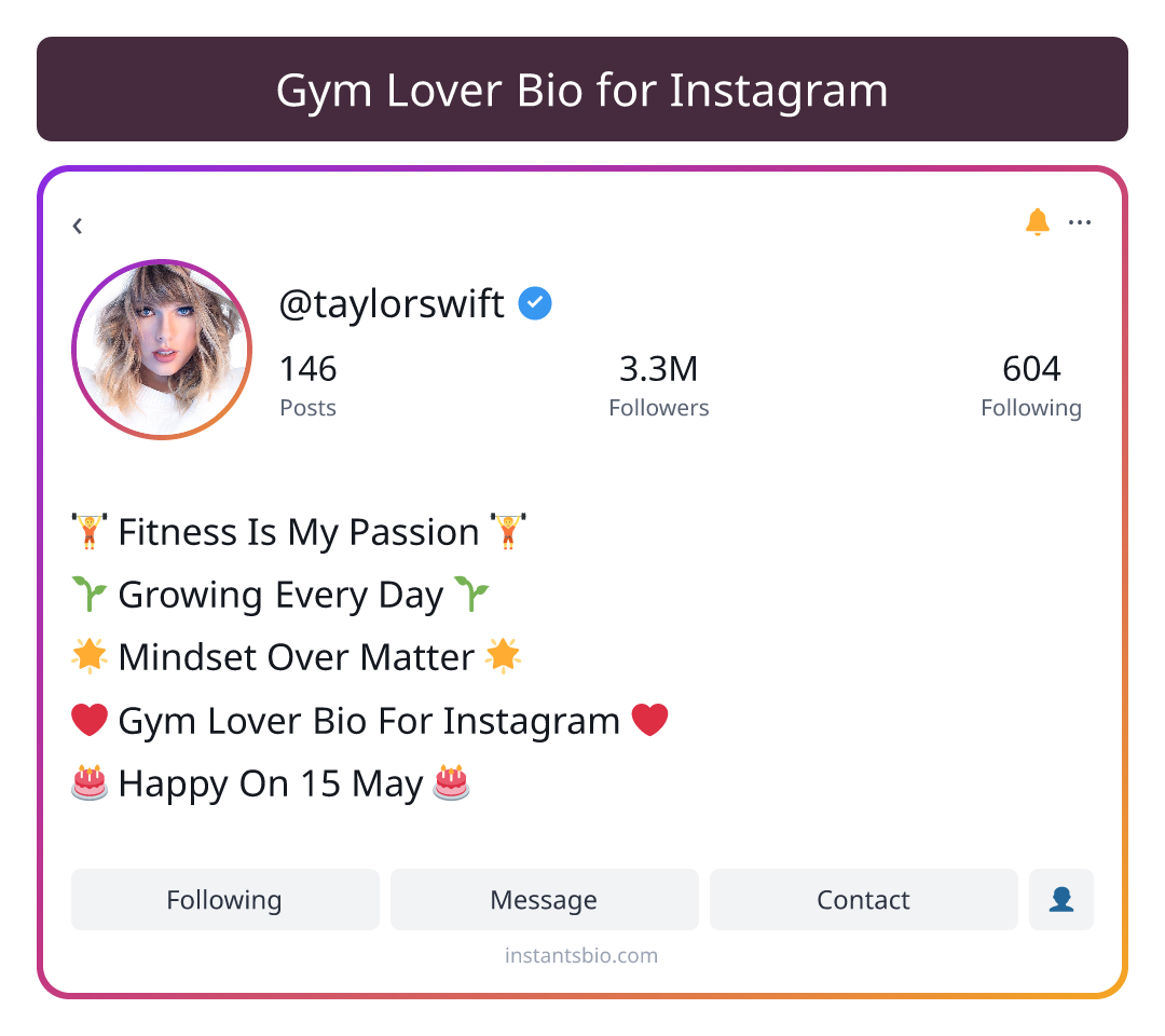 Gym Lover Bio for Instagram - gym bio