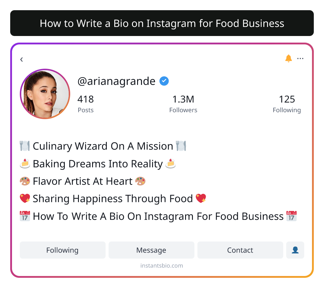 How to Write a Bio on Instagram for Food Business - how to write a bio for instagram