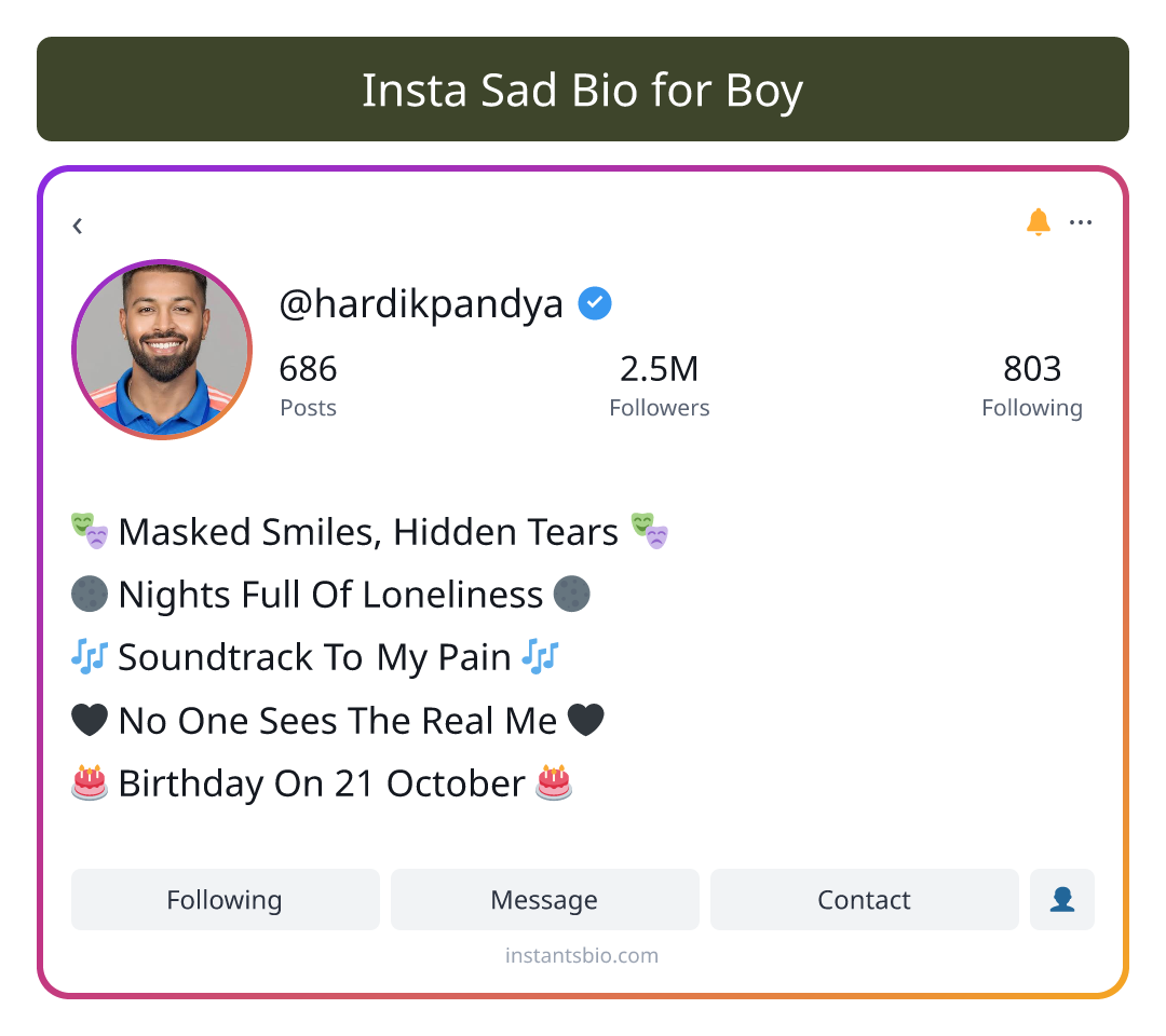 Insta Sad Bio for Boy