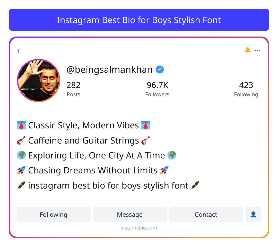 Instagram Best Bio for Boys Stylish Font - instagram bio for boys stylish
