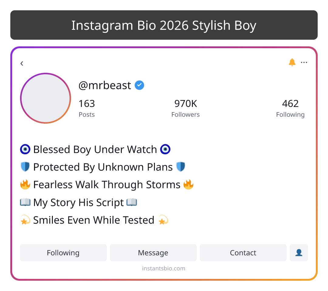 Instagram Bio 2026 Stylish Boy - instagram bio for boys