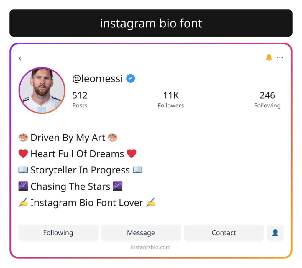 instagram bio font