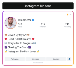 instagram bio font