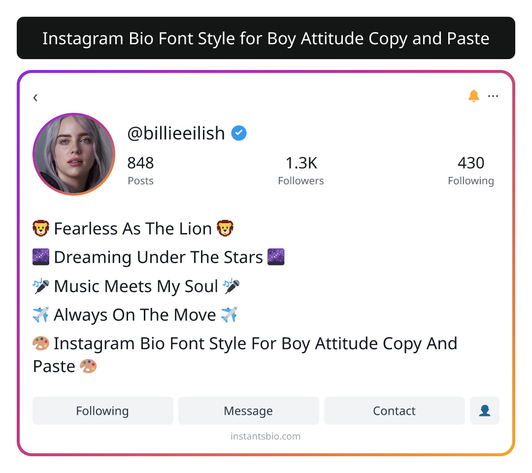 Instagram Bio Font Style for Boy Attitude Copy and Paste