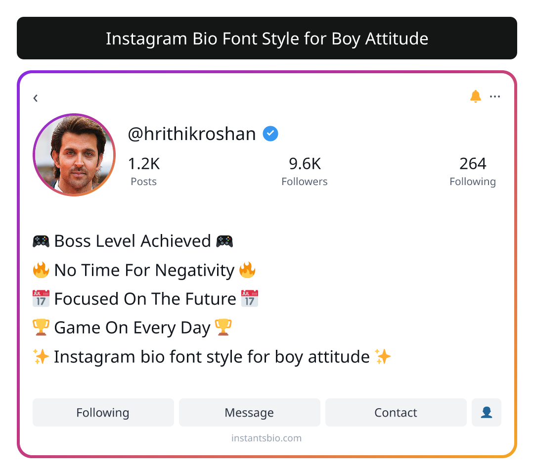 Instagram Bio Font Style for Boy Attitude