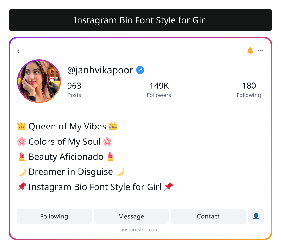 Instagram Bio Font Style for Girl
