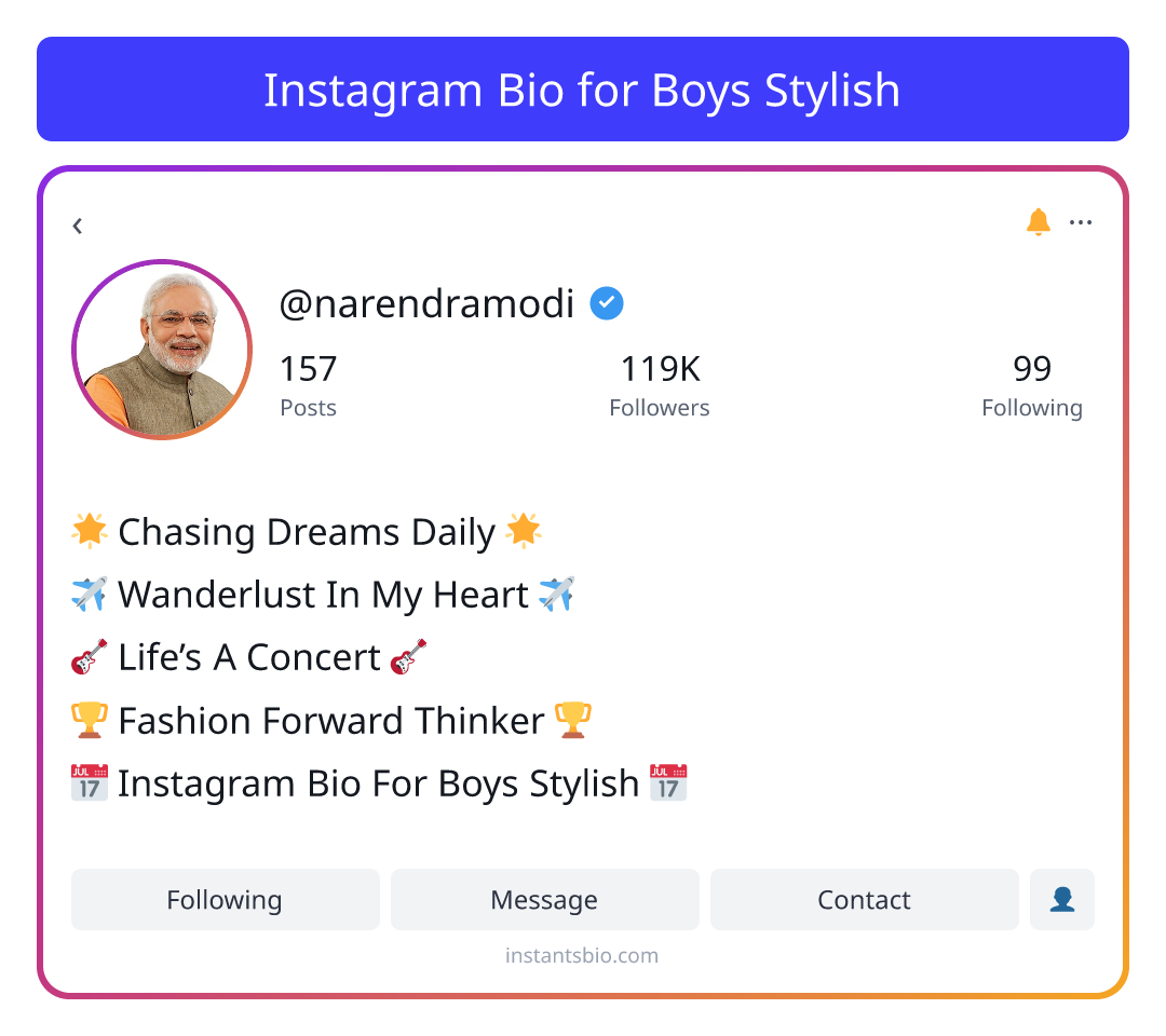 Instagram Bio for Boys Stylish