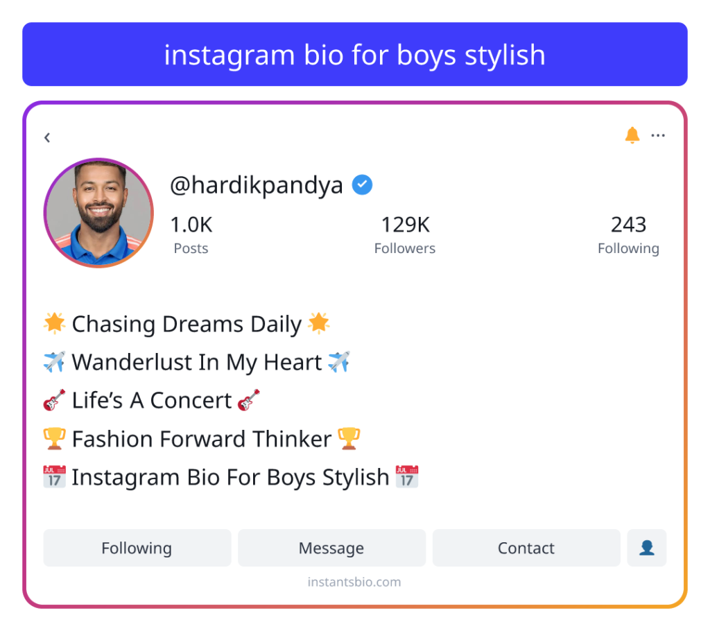 instagram bio for boys stylish