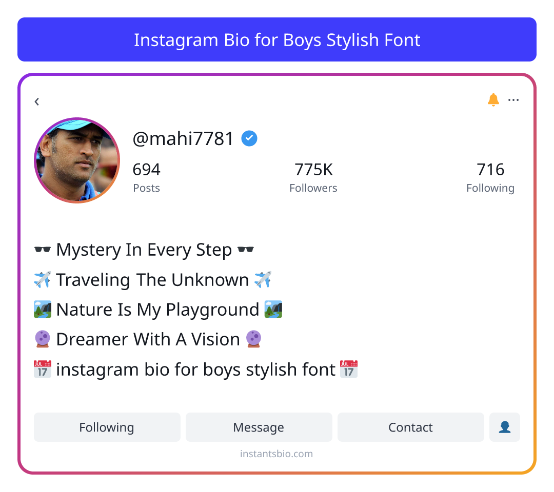Instagram Bio for Boys Stylish Font