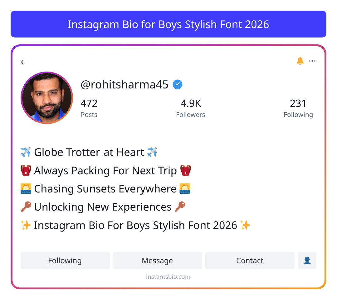 Instagram Bio for Boys Stylish Font 2026