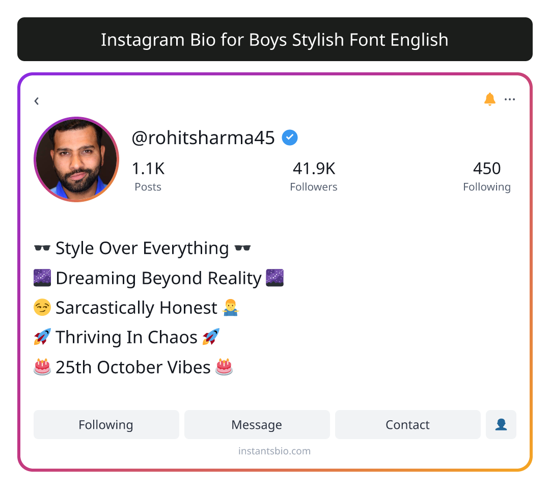 Instagram Bio for Boys Stylish Font English