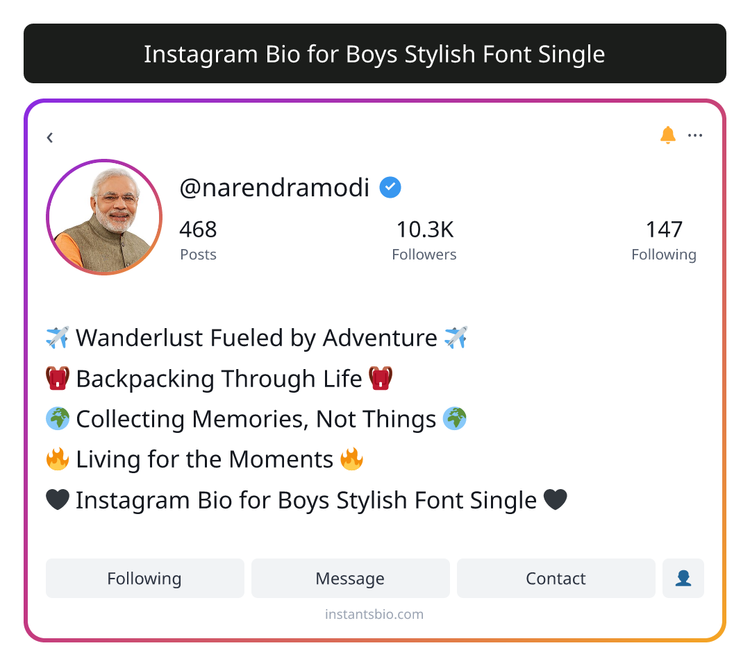 Instagram Bio for Boys Stylish Font Single