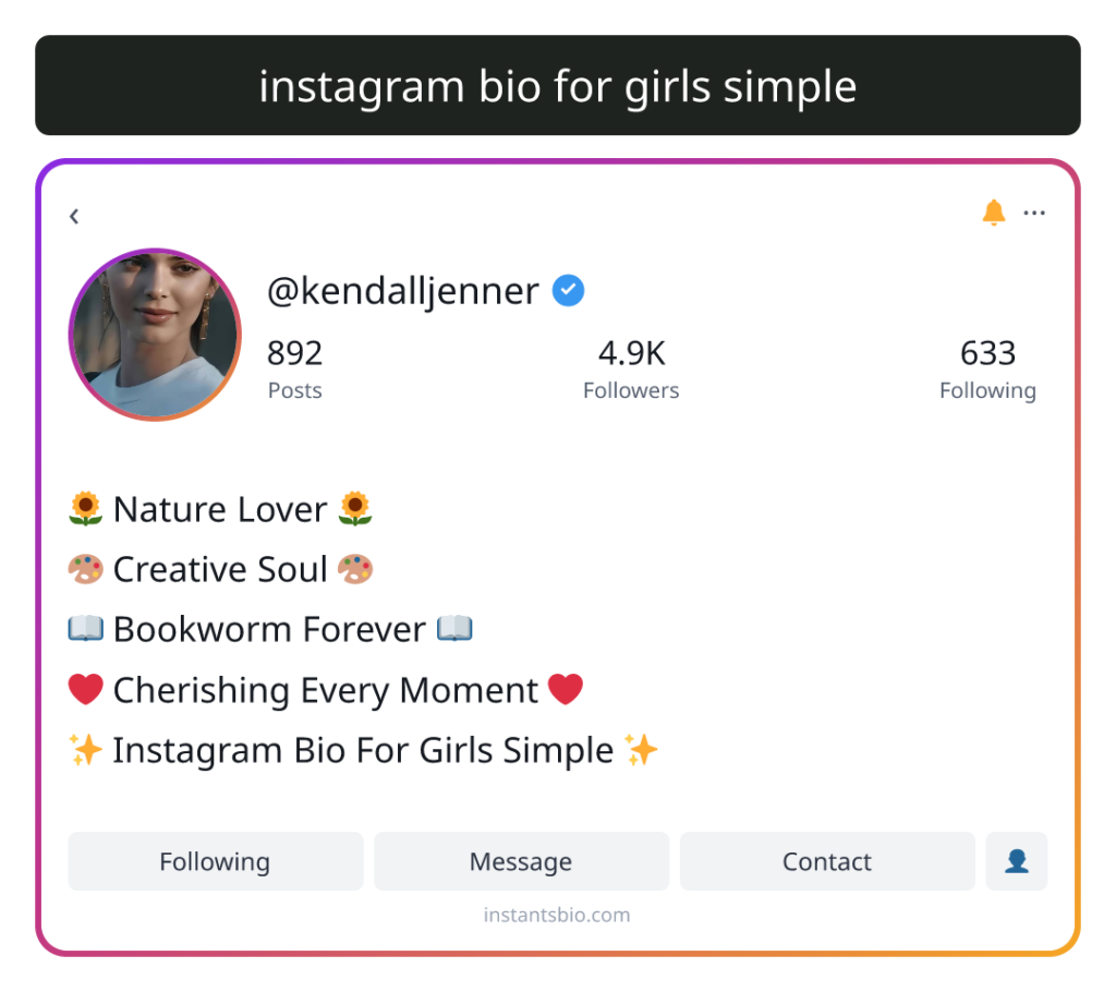 instagram bio for girls simple