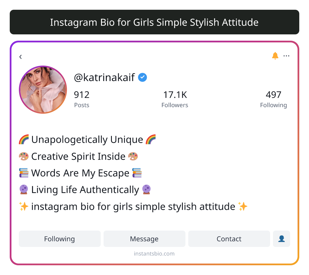 Instagram Bio for Girls Simple Stylish Attitude